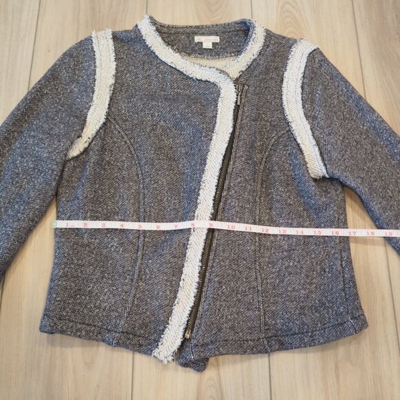 GAP Terry Motto Jacket Sz Small A-Symmetrical Zipper Fur Lining Preppy Style - Picture 12 of 12